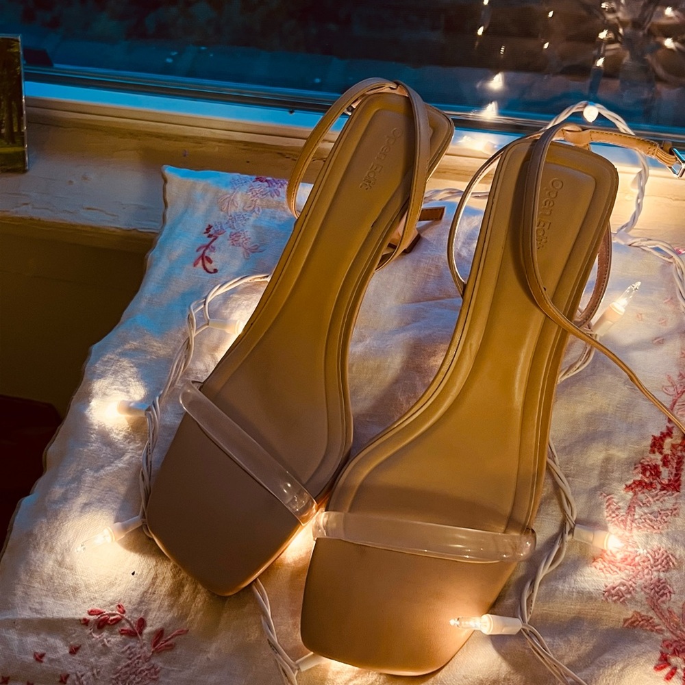 Elegant Clear Strap Slingback Heels